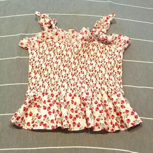 NWT J.Crew Smocked Ruffle Top In liberty pattern Rose Floral Sleeveless Size S